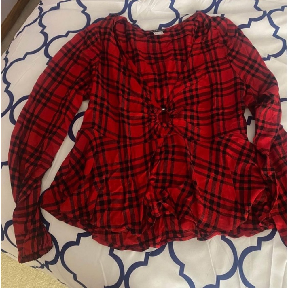 Sexy long sleeve plaid shirt